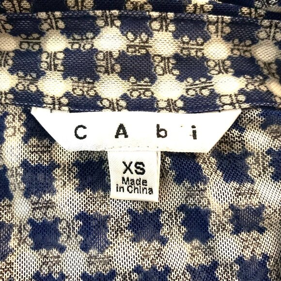 Nautical Sheer Blue Ivory Gingham Check Preppy Cottagecore Beach Cover Up Top XS - Picture 7 of 7